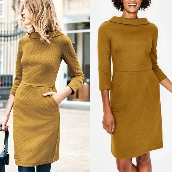 Boden | Dresses | Boden 224 Estella Jacquard Trumpet Gold Dress | Poshmark